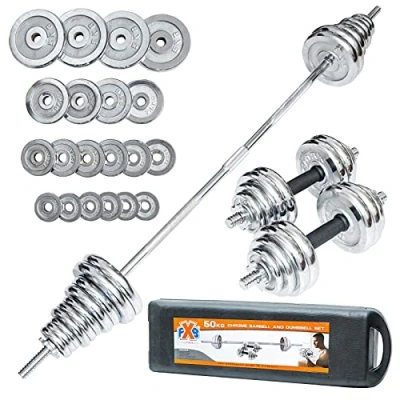 Image of FXB Cast Chrome Dumbbell Spinlock Adjustable Free Weights Set Perfect Hand for Bodybuilding Weightlifting Barbell Home Gym Equipment (Pack of 2) 15kg 20kg 30kg 50kg (50)