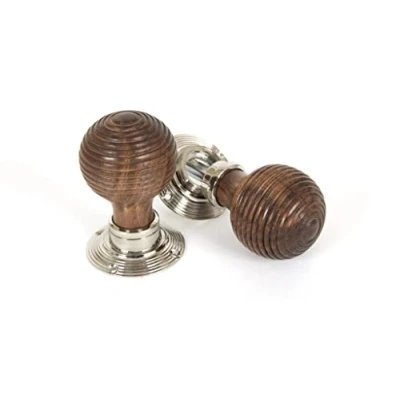 Image of Beehive Rosewood Knob Set with Nickel Roses