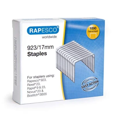 Image of Rapesco 1240 923/17mm Galvanised Staples, Type 23, Box of 1000
