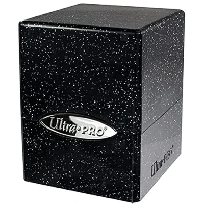 Image of Ultra Pro Satin Cube 100+ Card Deck Box (Glitter Black) Protect Your Gaming Cards, Sports Cards or Collectible In Stylish Glitter Box, Perfect for Safe Traveling
