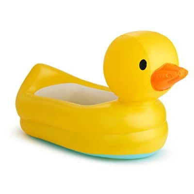 Image of Munchkin White Hot Inflatable Baby Bath Duck Tub, suitable for alternative to larger paddling pools small children, babies or toddlers. Ideal traveling use at home.