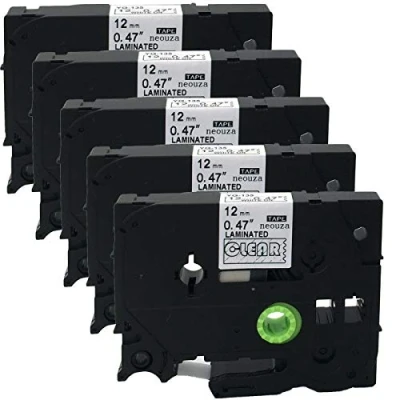 Image of NEOUZA 5PK Compatible for Brother P Touch Laminated TZe TZ Label Tape Cartridge 12mmx8m (TZe 135 White on Clear)