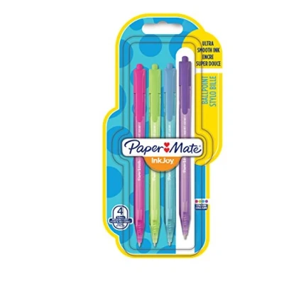 Image of PaperMate InkJoy Retractable Ballpoint Pen with 1.0 mm Medium Tip Assorted Standard Colours, Pack of 4