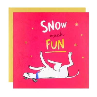 Image of Cardology Dog Christmas Card Snow Much Fun, Battersea Dogs &amp; Cats Home Charity Officially Licensed