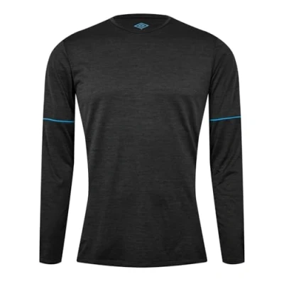 Image of Umbro Mens Training Long Sleeve Marl Poly T Shirt Black L