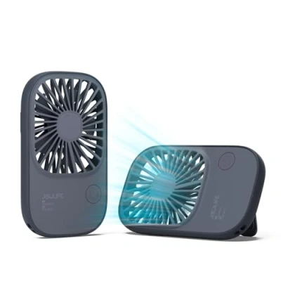 Image of JISULIFE Handheld Mini Fan, Ultra Slim Portable Hand Fan Small Personal with Bracket, USB Rechargeable Pocket 3 Speeds, Battery Operated Eyelash for Girls Kids Women Men Travel Blue