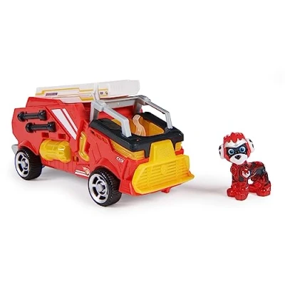 Image of Paw Patrol: The Mighty Movie, Fire Truck Toy with Marshall Pups Action Figure, Lights and Sounds, Kids’ Toys for Boys Girls 3+