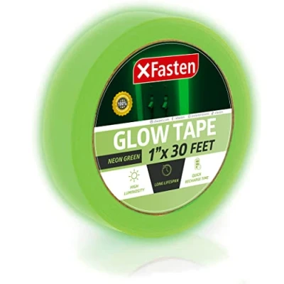 Image of XFasten Glow in The Dark Tape, Yellow/Green, 1 Inch x 30 Foot Photo Luminescent Duct Tape