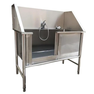 Image of Stainless Steel Professional Pet Dog Grooming Bath Tub,Large Bathtub Bathing Station for Home,Pet Washing Sink Shower,Small Station,Sliding Door(100cm/40in)