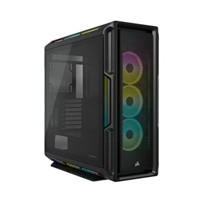 Image of CORSAIR iCUE 5000T RGB Mid Tower ATX PC Case (208 Individually Addressable LEDs, Fits Multiple 360mm Radiators, Three LL120 Fans &amp; COMMANDER CORE XT Controller Included) Black