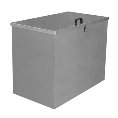 Image of Large Storage Feed Bins 64L Galvanised Metal Waterproof Rodent Proof Outdoor Farm Garden Stables Animal Lockable Container Free Pad Lock 3 Compartments…