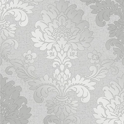 Image of Fine Décor FD41965 Quartz Damask Wallpaper, Silver