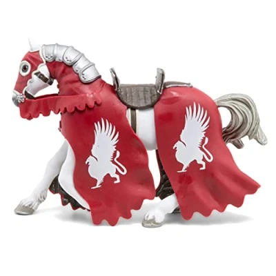 Image of Papo Hand painted Figurine Medieval Fantasy Griffin knight’s horse 39955 Collectible Suitable for Boys and Girls From 3 years old