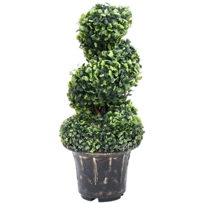 Image of vidaXL Artificial Boxwood Spiral Plant with Pot Green 59 cm