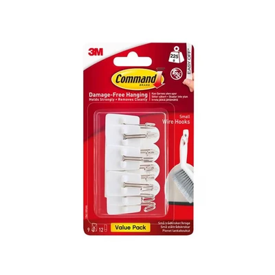 Image of 3M Command Self Adhesive Damage Free White Kitchen Utensil Hooks Pack of 9