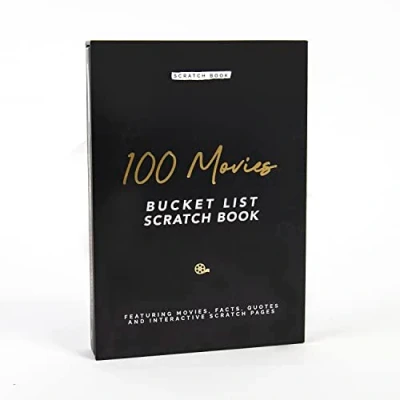 Image of Gift Republic Bucket List Scratch Off Book100 Movies To Watch OffPersonalisable Memory Journal,Black,Medium