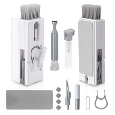 Image of Alyvisun 11 in 1 Laptop Cleaning Kit, Multifunctional Keyboard Cleaner Brush with Keycap Puller for Tablet, Phones, Earphones, PC, Grey