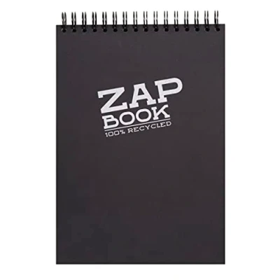 Image of Clairefontaine 8363C Spiral Pad Zap Book 160 Sheets 100% Recycled Sketch Paper A4 21x29.7 cm 80g Black Cover Pack of 5 pads