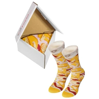 Image of Rainbow Socks Women Men Pizza Box Hawaii 1 Pair Size 7,5 11