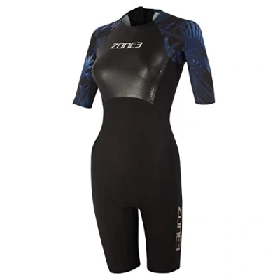 Image of ZONE3 Women&#039;s Shortsleeve Swimskin Black/Blue