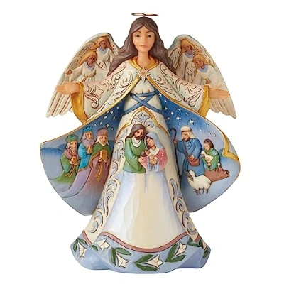 Image of Enesco Jim Shore Heartwood Creek Angel with Robe Nativity Scene Figurine, 9.05 Inch, Multicolor