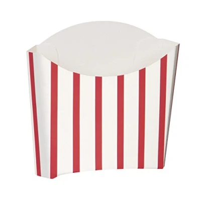 Image of Red &amp; White Striped Paper Snack Containers (12cm x 16cm) Pack of 8 Perfect for Parties, Movie Nights, and Events