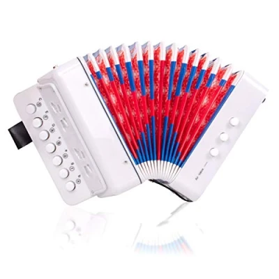 Image of Button Accordion,Horse 10 Keys Control Accordion Musical Instruments for Beginners Lightweight and Environmentally friendly (White)