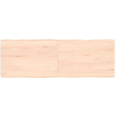 Image of vidaXL Solid Oak Wood Table Top with Live Edge and Untreated Surface for DIY Finish, Size 120x40x(2 4) cm, Fits Versatile Bases
