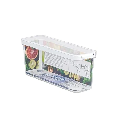 Image of CARE + PROTECT Fridge Food Storage Container with Lid, Large 2L, Ergonomic Easy Open Handle, Stackable, Organizer, Keep Fresh Longer, Transparent, BPA Free, Dishwasher Safe