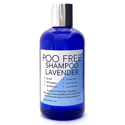 Image of POO FREE Shampoo 99% Natural Aloe Vera, Lavender. Sulfate/Parabens Free. Gentle, Concentrated. pH 5.5 For Sensitive Skin. 250ml
