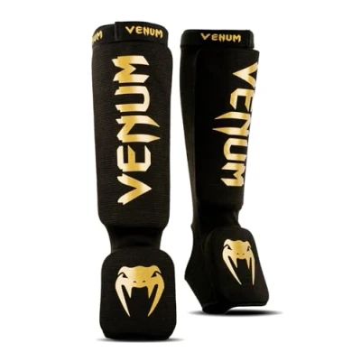 Image of Venum, Kontact Shin Guards, Men&#039;s, XL, Black/Gold