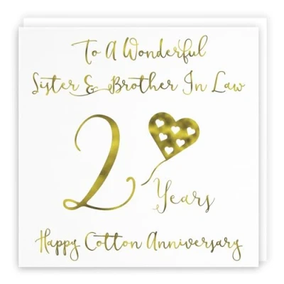 Image of Hunts England Sister And Brother In Law 2nd Anniversary Card To A Wonderful &amp; 2 Years Happy Cotton Milano Collection