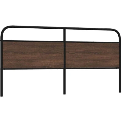 Image of vidaXL Headboard 180 cm Brown Oak Engineered Wood and Steel for Bedroom Sturdy Metal Legs Excellent Back Support Assembly Required