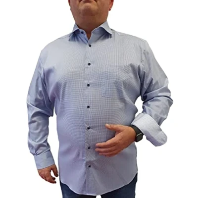 Image of eterna, Super Stretch Performance Long Sleeve Shirt with Pocket Structured, Modern Fit, lightblue, 17
