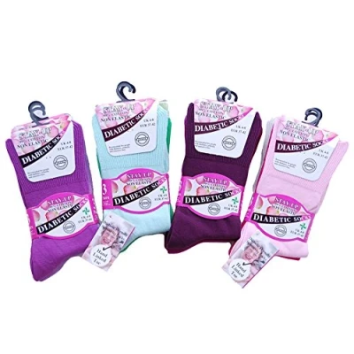 Image of undercover lingerie 6 Pairs Ladies Stay Up Cotton Non Elastic Diabetic SE080 Socks Assorted Colours