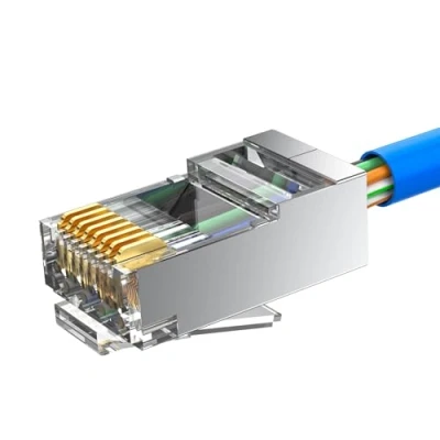 Image of MOGOOD 50 Pack Shielded RJ45 Connector, Cat6 Ends (STP) External Ground Connector(Cat 6A Connector/RJ45 Modular Plugs/Ethernet Plugs/8P8C connectors) for Solid or Stranded S/FTP Ethernet Cable