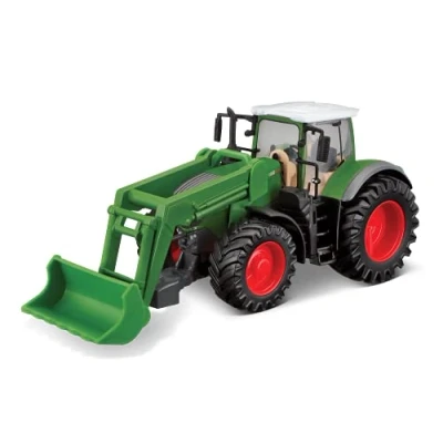 Image of Bburago B18 31631 Die Cast FENDT 1000 Vario Tractor with Working Front Loader Traktor Cat Vehicle, Green