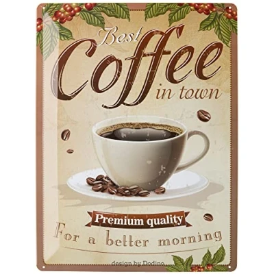Image of DODINO 30 x 40 cm Tin Signs Best Coffee, Decorative Home Accessory, Vintage Kitchen Coffee Fans Gift Idea