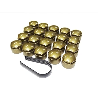 Image of Partsdealers® Round Type Wheel nut bolt covers caps Made FOR Audi A1 A3 A4 A5 A6 A7 A8 TT Q3 Q5 Q7 17mm (Gold)