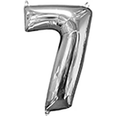 Image of Amscan 3196101 Mid Size Number 7 Silver