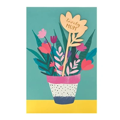 Image of UK Greetings Mother&#039;s Day Card With Envelope Bright Potted Plant Design, 149x229mm