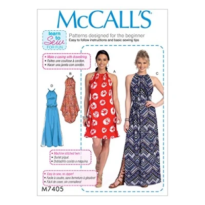 Image of Mccall&#039;s Patterns 7405 Y,Misses Dresses and Belt, Sizes XS S M, Tissue, Multi Colour, 17x0.5x0.07 cm