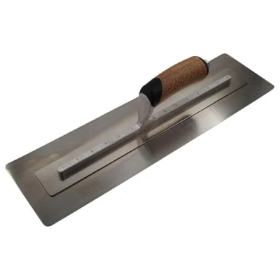 Image of Faithfull FAIPTFLEX18C Flex Finishing Trowel, High Grade Stainless Steel Plastering Hand Tool with Ergonomic Cork Handle 450mm (18)