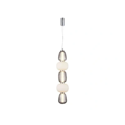 Image of LOOM DESIGN LED hanging light Pearl 5 grey/chrome glass height 78cm