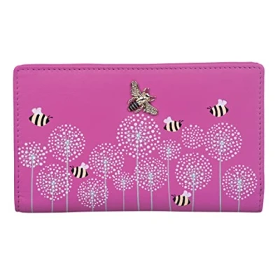 Image of Mala Leather Moonflower Compact Bee Purse 3554 56 (Pink)