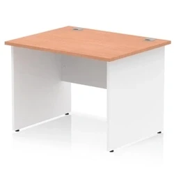 Image of Impulse 1000x800mm Straight Office Desk Beech Top White Panel End Leg