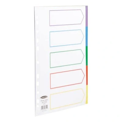 Image of Concord Dividers 5 Part Polypropylene Reinforced Coloured Tabs 120 Micron A4 White Ref 06801 + Free finchley Refill Pen (5)