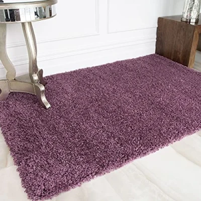 Image of Mauve Purple Super Soft Thick Large Shaggy Shag Carpet Rug Non Shedding Fluffy Bedroom Hallway Living Room Floor Durable Area Rugs 180cm x 270cm