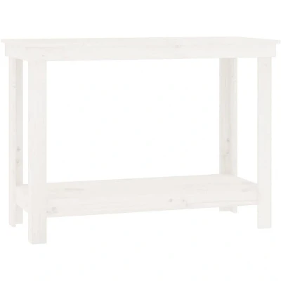 Image of vidaXL Work Bench White 110x50x80 cm Solid Wood Pine