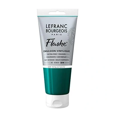 Image of Lefranc Bourgeois Acrylic Vinyl Emulsion, Phthalocyanine Green, 80ml Tube Vinylfarbe